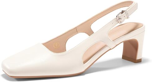 Coutgo Womens Slingback Chunky Low Heels Closed Square Toe Pumps Wedding Party Dress Shoes in Saudi Arabia