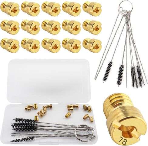 Windance 16pcs Brass Carburetor Main Jet Nozzle Kit Fit for Nibbi Keihin Nibbi Keihin CVK PE PZ CV VB VD VE GY6 99101-393 99101-GHB-000 with Cleaning Needles Brushes (#120 - #158) in Saudi Arabia