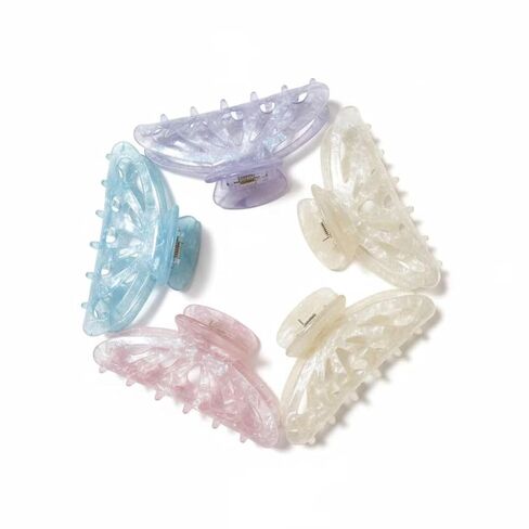 Butterfly Hair Clips Set, Iridescent Crystal Clear Design, Large Jaw Clips with Strong Metal Spring, Fashion Hair Accessories for Women, 5 Pack in Saudi Arabia