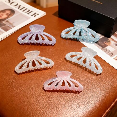 Butterfly Hair Clips Set, Iridescent Crystal Clear Design, Large Jaw Clips with Strong Metal Spring, Fashion Hair Accessories for Women, 5 Pack in Saudi Arabia