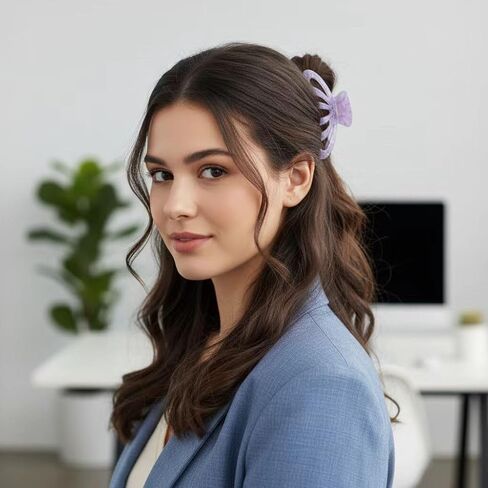 Butterfly Hair Clips Set, Iridescent Crystal Clear Design, Large Jaw Clips with Strong Metal Spring, Fashion Hair Accessories for Women, 5 Pack in Saudi Arabia
