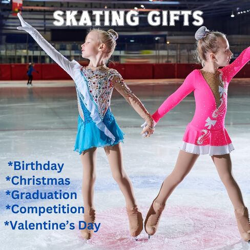 Sportybella Figure Skating Hair Accessories (Pink/Blue) for Girls - No Crease Ponytail Holders With Ice Skating Design, 8pcs in Saudi Arabia