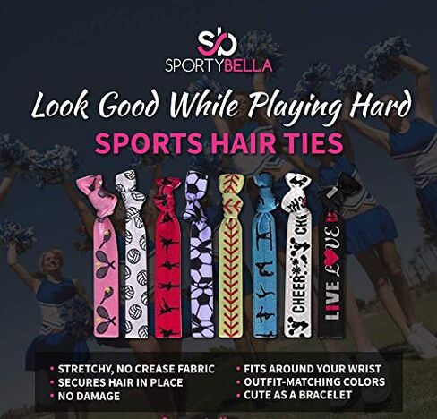 Sportybella Figure Skating Hair Accessories (Pink/Blue) for Girls - No Crease Ponytail Holders With Ice Skating Design, 8pcs in Saudi Arabia
