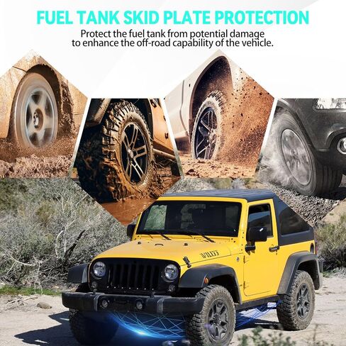 MusixiA Fuel Tank Skid Plate for 2007-2018 Jeep Wrangler JK 2-Door - Heavy Duty Steel Off-Road Gas Tank Protector, Rust Resistant, Black in Saudi Arabia