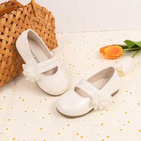 Girls Floral Mary Jane Flats: Cute Flower Decor Flat Shoes, Soft Non-Slip Sole for Toddlers to Big Girls in Saudi Arabia