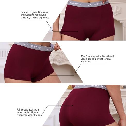 LALESTE Women's Boyshort Panties Viscose Bamboo Boxer Brief Soft Stretch Boy Shorts Underwear for Women 5-Pack in Kuwait