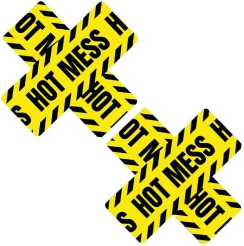 Neva Nude Hot Mess X Blacklight Neon Lemon Fruitella Nipztix Nipple Cover Pasties Nipztix Pasties for Festival, Raves, Lingerie and More, Medical Grade Adhesive, Waterproof & Sweatproof, USA Made in Saudi Arabia