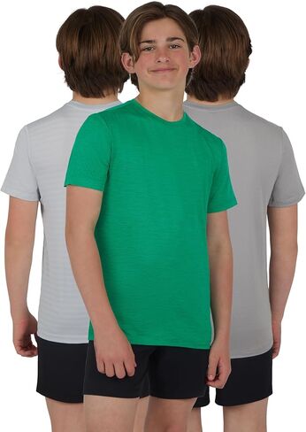90 Degree By Reflex Boys Short Sleeve Top Dry Fit Performance Mesh Active T-Shirt 3 Pack in Saudi Arabia