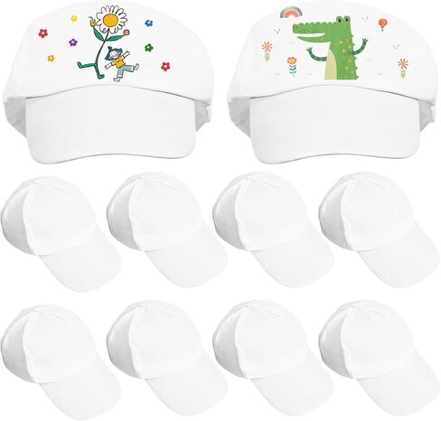 Kids Paintable Baseball Caps 10-Pack Adjustable Blank White Cotton Peaked Hats for DIY Painting Art Craft Supplies Outdoor Sun Protection in Saudi Arabia