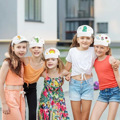 Kids Paintable Baseball Caps 10-Pack Adjustable Blank White Cotton Peaked Hats for DIY Painting Art Craft Supplies Outdoor Sun Protection in Saudi Arabia