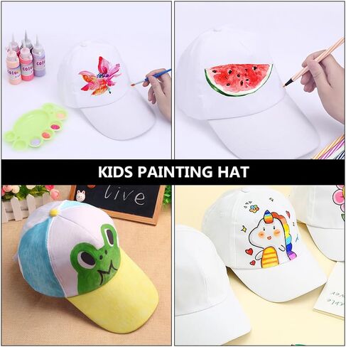 Kids Paintable Baseball Caps 10-Pack Adjustable Blank White Cotton Peaked Hats for DIY Painting Art Craft Supplies Outdoor Sun Protection in Saudi Arabia