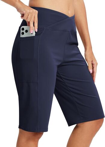 MoFiz Women's Bermuda Long Shorts 12" High Waisted Knee Length Shorts for Women Summer Athletic Running Shorts in Saudi Arabia