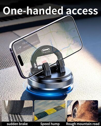 Universal 360 Dashboard Phone Holder for car - Multifunctional car Dash Phone Mount with auto-Lock, Silicone Grip&Vacuum Base, fits All Phones and Vehicles, Compact Design (Black) in Saudi Arabia