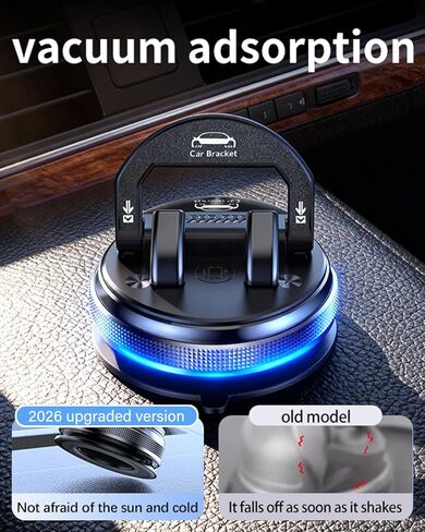 Universal 360 Dashboard Phone Holder for car - Multifunctional car Dash Phone Mount with auto-Lock, Silicone Grip&Vacuum Base, fits All Phones and Vehicles, Compact Design (Black) in Saudi Arabia