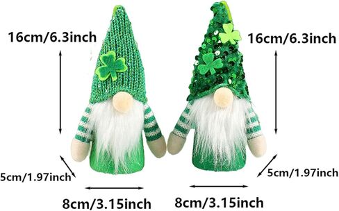 قطعتان من جنوم عيد القديس باتريك مع أضواء، وقبعة ترتر وزخارف جنوم يوم القديس باتريك من القطيفة مع ديكورات شامروك لطاولة المنزل وإكسسوارات هدايا عيد القديس باتريك (أخضر) in Kuwait