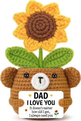 GevGuxLuo Mini Positive Sunflower Bear كروشيه زهور مع بطاقة أنت مدهش، ملهمة مصنوعة يدويًا لعيد الأم تقديرًا لعيد الميلاد، هدية شكر للنساء والرجال والمعلمين والممرضات وزملاء العمل in Kuwait