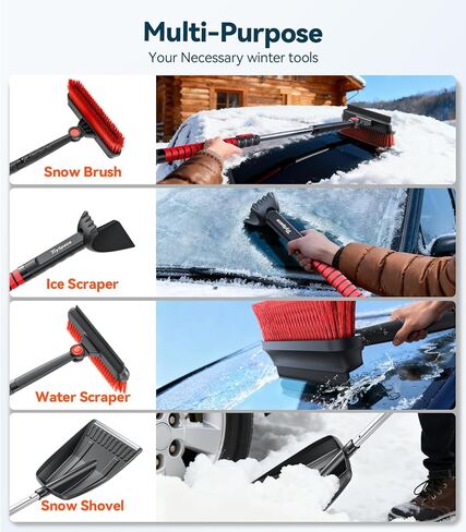 تنظيف شامل عالي الكفاءة 39 بوصة فرشاة ثلج قابلة للتمديد ومكشطة ثلج مع ممسحة مطاطية ومجرفة وكاشطات ثلج للزجاج الأمامي للسيارة والشاحنة وأداة إزالة الثلج لسيارات الدفع الرباعي وإكسسوارات السيارات الشتوية in Kuwait