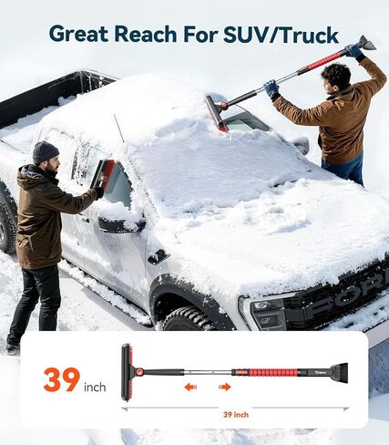 تنظيف شامل عالي الكفاءة 39 بوصة فرشاة ثلج قابلة للتمديد ومكشطة ثلج مع ممسحة مطاطية ومجرفة وكاشطات ثلج للزجاج الأمامي للسيارة والشاحنة وأداة إزالة الثلج لسيارات الدفع الرباعي وإكسسوارات السيارات الشتوية in Kuwait