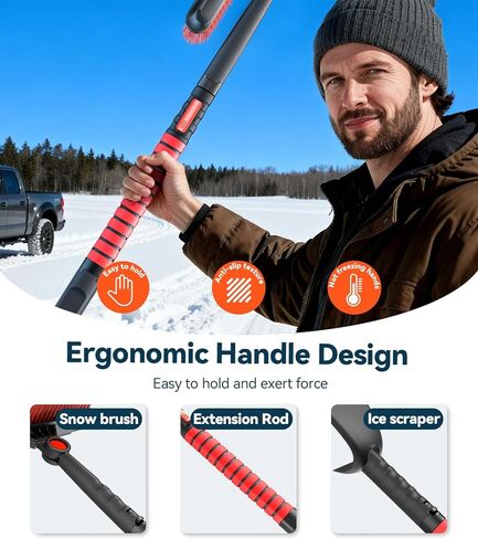 تنظيف شامل عالي الكفاءة 39 بوصة فرشاة ثلج قابلة للتمديد ومكشطة ثلج مع ممسحة مطاطية ومجرفة وكاشطات ثلج للزجاج الأمامي للسيارة والشاحنة وأداة إزالة الثلج لسيارات الدفع الرباعي وإكسسوارات السيارات الشتوية in Kuwait