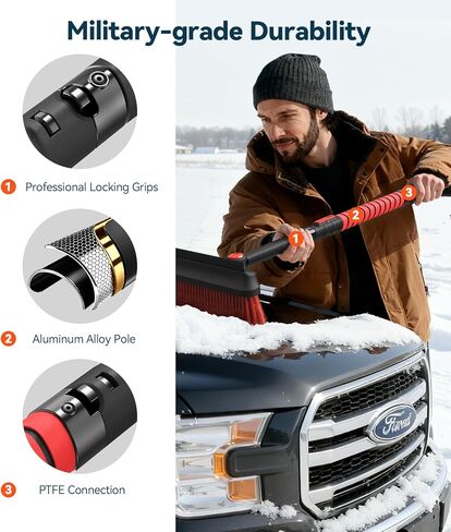 تنظيف شامل عالي الكفاءة 39 بوصة فرشاة ثلج قابلة للتمديد ومكشطة ثلج مع ممسحة مطاطية ومجرفة وكاشطات ثلج للزجاج الأمامي للسيارة والشاحنة وأداة إزالة الثلج لسيارات الدفع الرباعي وإكسسوارات السيارات الشتوية in Kuwait