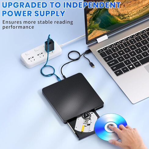 محرك أقراص DVD خارجي من Aelrsoch USB 3.0 محمول CD DVD RW محرك أقراص DVD/CD ROM رفيع ناسخ ناسخ نقل بيانات عالي السرعة لأجهزة الكمبيوتر المحمول/MacBook/سطح المكتب/MacOS/Windows10/8/7/XP in Kuwait