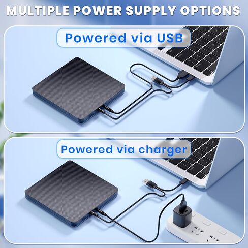 محرك أقراص DVD خارجي من Aelrsoch USB 3.0 محمول CD DVD RW محرك أقراص DVD/CD ROM رفيع ناسخ ناسخ نقل بيانات عالي السرعة لأجهزة الكمبيوتر المحمول/MacBook/سطح المكتب/MacOS/Windows10/8/7/XP in Kuwait