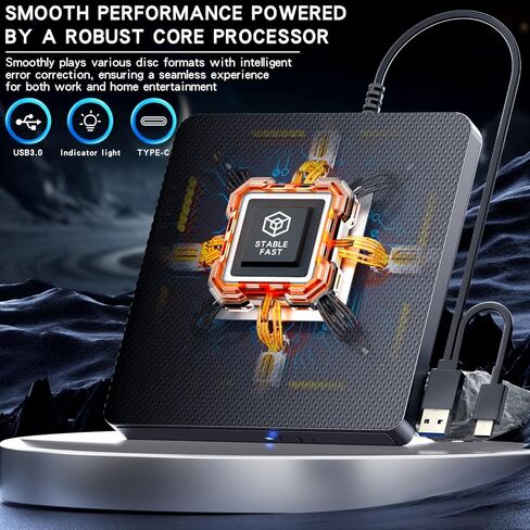 محرك أقراص DVD خارجي من Aelrsoch USB 3.0 محمول CD DVD RW محرك أقراص DVD/CD ROM رفيع ناسخ ناسخ نقل بيانات عالي السرعة لأجهزة الكمبيوتر المحمول/MacBook/سطح المكتب/MacOS/Windows10/8/7/XP in Kuwait