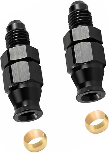 2 Pack 6AN to 5/16 Hardline Adapter Fitting, ORB Male to 5/16" Tube Compression, for AN Plumbing, Fuel Line, Oil Cooler, Power Steering, Aluminum Black in Saudi Arabia
