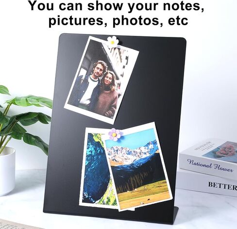 2 Pack Magnet Display Board 10×14 Inch Black Metal Memo Bulletin Board with Easel Stand, 2 Magnetic Pen Holders & 4 Flower Magnets Tabletop Souvenir Board for Home Kitchen School Office Supplies in Saudi Arabia
