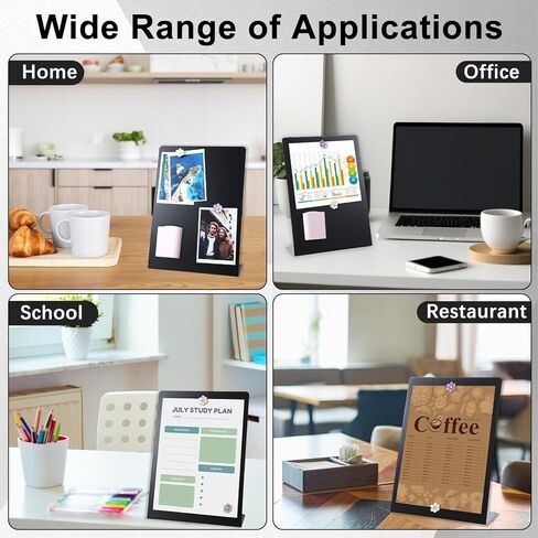 2 Pack Magnet Display Board 10×14 Inch Black Metal Memo Bulletin Board with Easel Stand, 2 Magnetic Pen Holders & 4 Flower Magnets Tabletop Souvenir Board for Home Kitchen School Office Supplies in Saudi Arabia