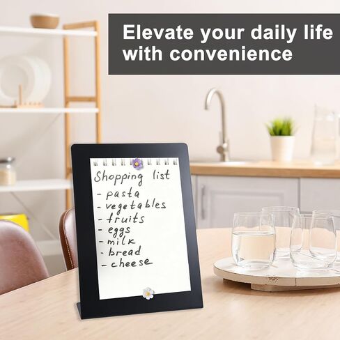 2 Pack Magnet Display Board 10×14 Inch Black Metal Memo Bulletin Board with Easel Stand, 2 Magnetic Pen Holders & 4 Flower Magnets Tabletop Souvenir Board for Home Kitchen School Office Supplies in Saudi Arabia