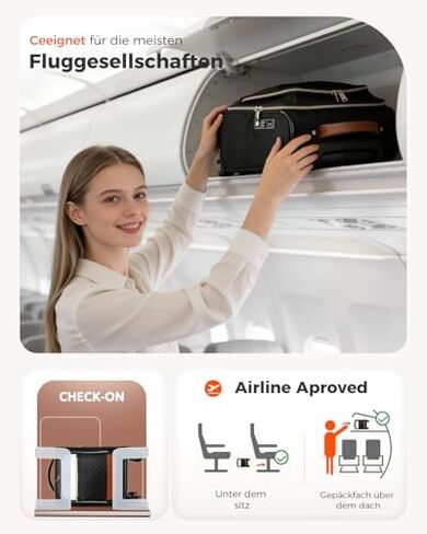 Underseat Carry On Luggage Airline Approved – 16-inch Softside Spinner Suitcase with 360° Wheels, Lightweight Overnight Weekender Bag for Women & Men, Business & Weekend Travel in Saudi Arabia