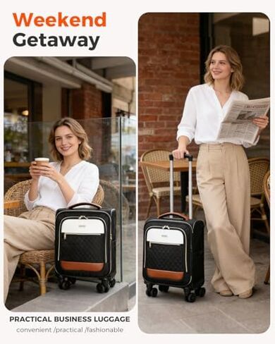 Underseat Carry On Luggage Airline Approved – 16-inch Softside Spinner Suitcase with 360° Wheels, Lightweight Overnight Weekender Bag for Women & Men, Business & Weekend Travel in Saudi Arabia