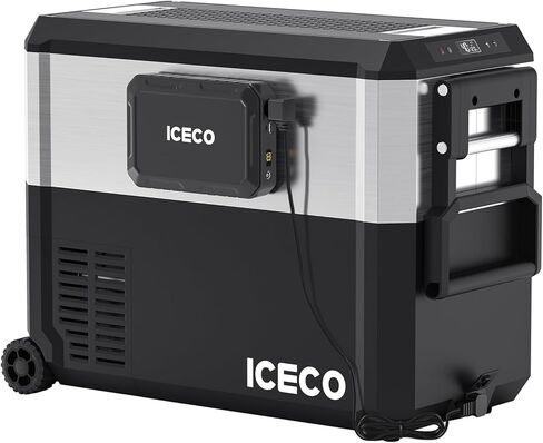 ثلاجة ICECO JP50 Pro المحمولة مع بطارية مغناطيسية، ثلاجة بفريزر 12 فولت مع عجلات، ثلاجة سيارة مدعومة من SECOP، مبرد 51.7 لتر -4 درجة فهرنهايت إلى 68 درجة فهرنهايت، تيار مستمر 12/24 فولت، تيار متردد 110/240 فولت، ثلاجة للسيارة والمنزل in Kuwait