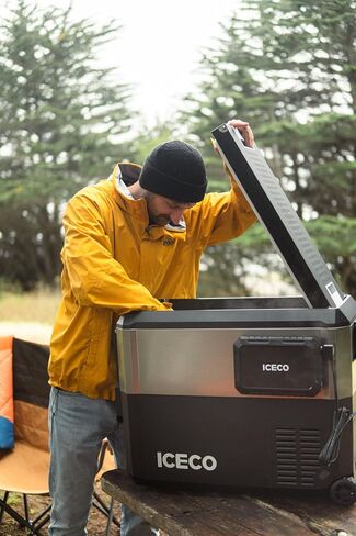 ثلاجة ICECO JP50 Pro المحمولة مع بطارية مغناطيسية، ثلاجة بفريزر 12 فولت مع عجلات، ثلاجة سيارة مدعومة من SECOP، مبرد 51.7 لتر -4 درجة فهرنهايت إلى 68 درجة فهرنهايت، تيار مستمر 12/24 فولت، تيار متردد 110/240 فولت، ثلاجة للسيارة والمنزل in Kuwait