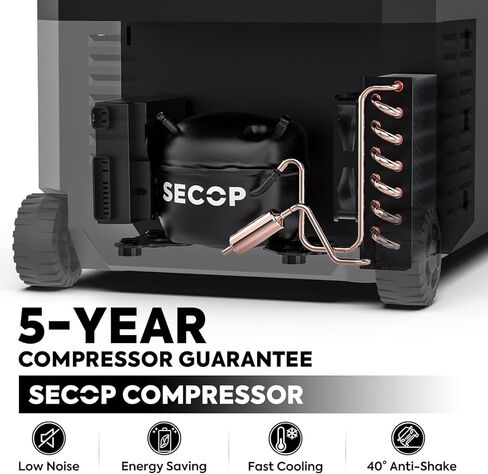 ثلاجة ICECO JP50 Pro المحمولة مع بطارية مغناطيسية، ثلاجة بفريزر 12 فولت مع عجلات، ثلاجة سيارة مدعومة من SECOP، مبرد 51.7 لتر -4 درجة فهرنهايت إلى 68 درجة فهرنهايت، تيار مستمر 12/24 فولت، تيار متردد 110/240 فولت، ثلاجة للسيارة والمنزل in Kuwait