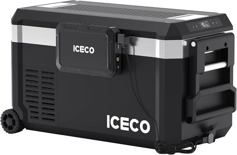 ثلاجة ICECO JP50 Pro المحمولة مع بطارية مغناطيسية، ثلاجة بفريزر 12 فولت مع عجلات، ثلاجة سيارة مدعومة من SECOP، مبرد 51.7 لتر -4 درجة فهرنهايت إلى 68 درجة فهرنهايت، تيار مستمر 12/24 فولت، تيار متردد 110/240 فولت، ثلاجة للسيارة والمنزل in Kuwait
