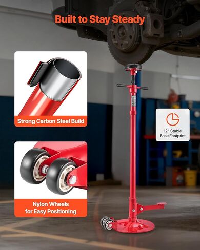 VEVOR Underhoist Support Stand, 3/4 Ton (1653 lbs) Capacity Under Hoist Jack Stand with Two Wheels, Lifting from 51.97" to 80", Bearing Mounted Spin Handle, Foot Pedal, Support Vehicle Components in Saudi Arabia