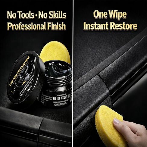 Trim Restoration Wax for Cars German-Formulated Professional Back-to-Black Plastic & Trim Restorer with Cleaner, Low-Odor Revives Faded Exterior Plastics Vehicle Refresh After Wash Ceramic Maintenance in Saudi Arabia