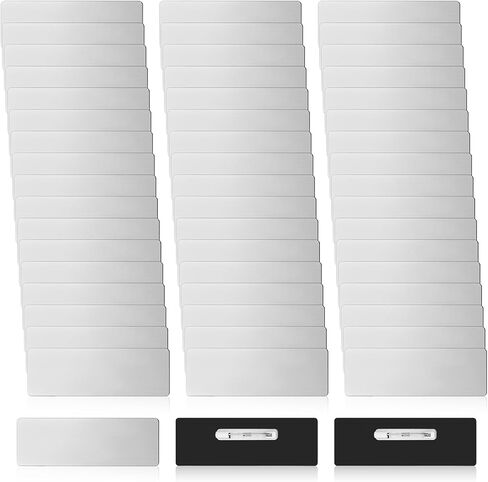 100 قطعة من علامات الاسم مع دبابيس، 1 × 3 بوصة شارات اسم فارغة مع مشبك حامل شارات هوية قابلة لإعادة الاستخدام DIY شارة هوية فارغة لعمال المكاتب والطلاب صنع شارات شخصية (فضية) in Kuwait