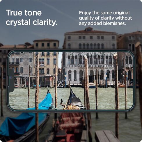 واقي شاشة من الزجاج المقوى من Spigen [GlasTR EZ FIT] مصمم لهاتف iPhone 14 / iPhone 13 Pro / iPhone 13 [حماية المستشعر / عبوتين] in Kuwait