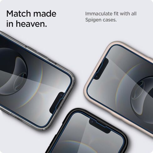 واقي شاشة من الزجاج المقوى من Spigen [GlasTR EZ FIT] مصمم لهاتف iPhone 14 / iPhone 13 Pro / iPhone 13 [حماية المستشعر / عبوتين] in Kuwait