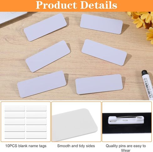 10 قطع من شارات الأسماء القابلة للتخصيص، وبطاقات تعريف ذاتية الصنع مع دعامة آمنة للدبابيس، وبطاقات أسماء بلاستيكية متينة للاستخدام في المدرسة والمكتب والمناسبات in Kuwait