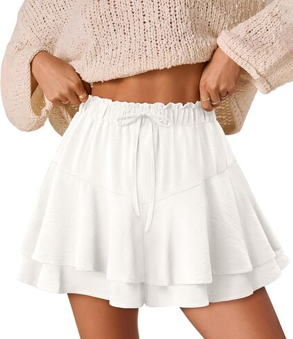 SANMM Skorts للمرأة التنانير الصغيرة الصيف السراويل بوهو عادية الشاطئ الكشكشة السراويل Flowy 2026 وتتسابق العصرية in Kuwait