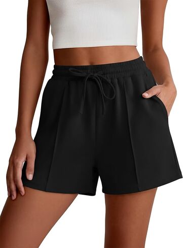 ANRABESS Women Shorts 2026 Summer Casual High Waist Drawstring Elevated Seams Loose Soft Sweat Lounge Shorts with Pockets in Kuwait