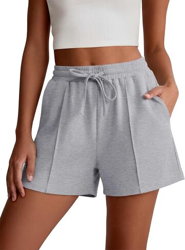 ANRABESS Women Shorts 2026 Summer Casual High Waist Drawstring Elevated Seams Loose Soft Sweat Lounge Shorts with Pockets in Kuwait