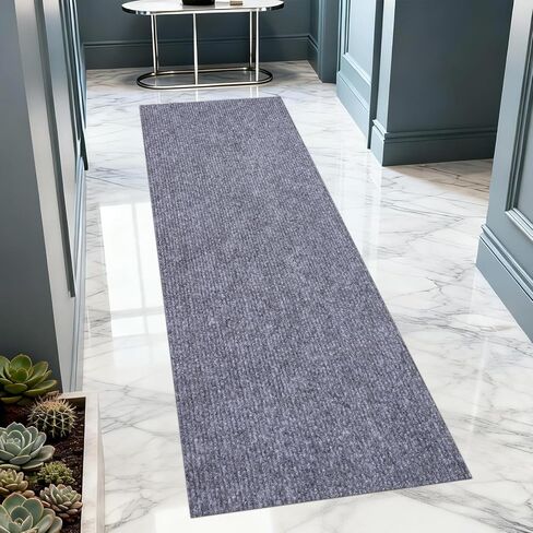 Outdoor Runner Rug 2X10 ft for Hallway, Black Fine Stripes Non-Slip Outdoor Indoor Runner Rugs with TPR Backing Suitable for Balcony, Kitchen, Patio, Garage, Deck, Stair and Entryway Areas in Saudi Arabia