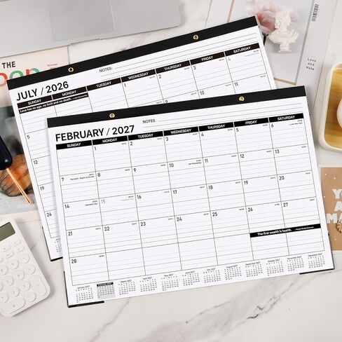 Desk Calendar 2024-2025 - Large Desk Calendar 2024-2025, JUl 2024 - DEC 2025, 17" x 12" Desk/Wall Calendar 2-in-1 with Notes, Corner Protector, Blocks in Kuwait