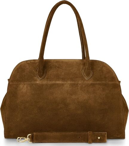 حقيبة بمقبض علوي من جلد الغزال الإيطالي الأصلي للنساء مع سحاب للإغلاق وحزام قابل للفصل | محفظة كتف أنيقة in Kuwait