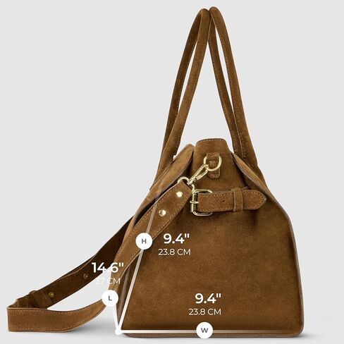 حقيبة بمقبض علوي من جلد الغزال الإيطالي الأصلي للنساء مع سحاب للإغلاق وحزام قابل للفصل | محفظة كتف أنيقة in Kuwait